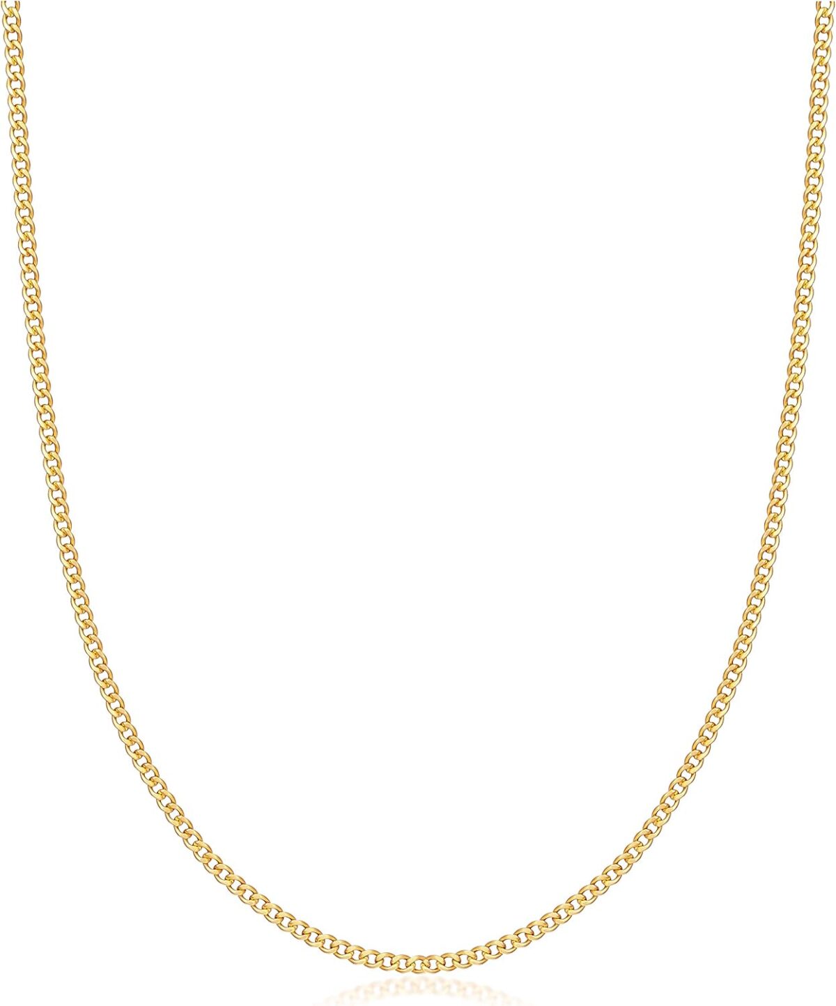 Barzel 18K Gold Plated Curb/Cuban Link Chain Necklace 2MM, 3MM, 4MM, 5MM For Women or Men – Made In Brazil