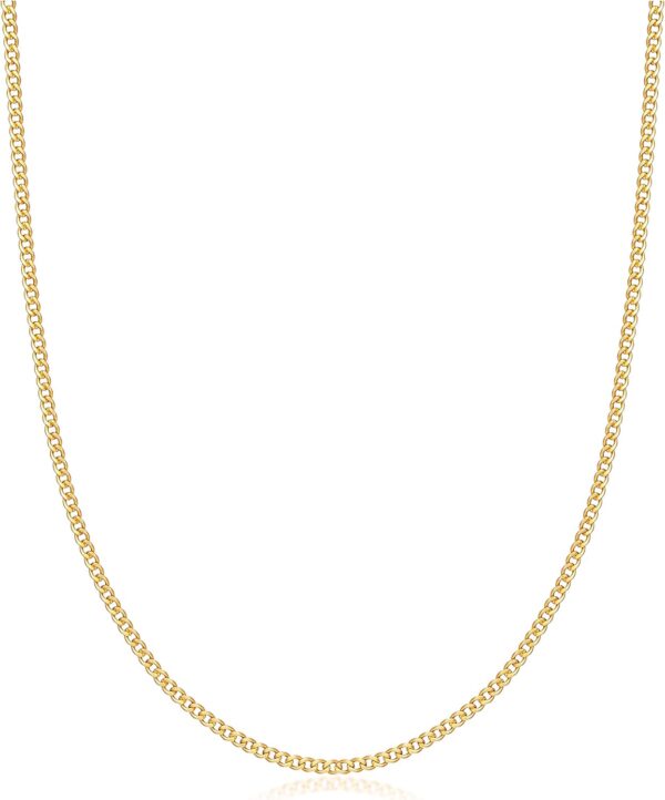 Barzel 18K Gold Plated Curb/Cuban Link Chain Necklace 2MM, 3MM, 4MM, 5MM For Women or Men – Made In Brazil
