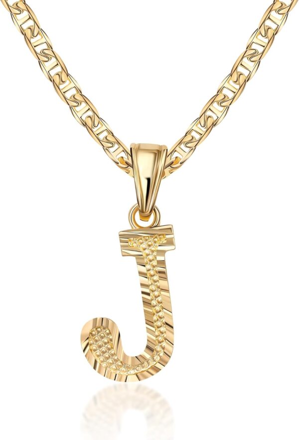 Barzel 18K Gold Plated Initial Necklace with Diamond Cut Initial,18″ Chain with 2″ Extension, Waterproof, High Polish Finish, Made in Brazil