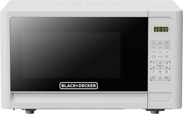 Black+Decker Countertop Microwave Oven, 1.1-Cu. Ft. 1000-Watts, LED Lighting, Child Lock, White
