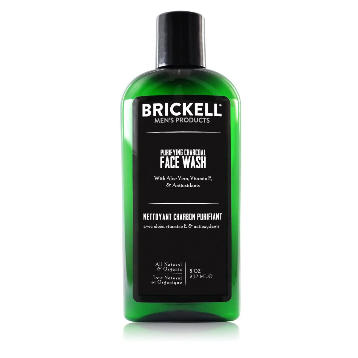 Brickell Men’s Purifying Charcoal Face Wash for Men, Natural and Organic Daily Facial Cleanser, 8 Ounce, Scented