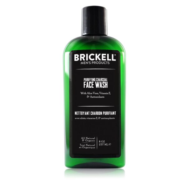 Brickell Men’s Purifying Charcoal Face Wash for Men, Natural and Organic Daily Facial Cleanser, 8 Ounce, Scented