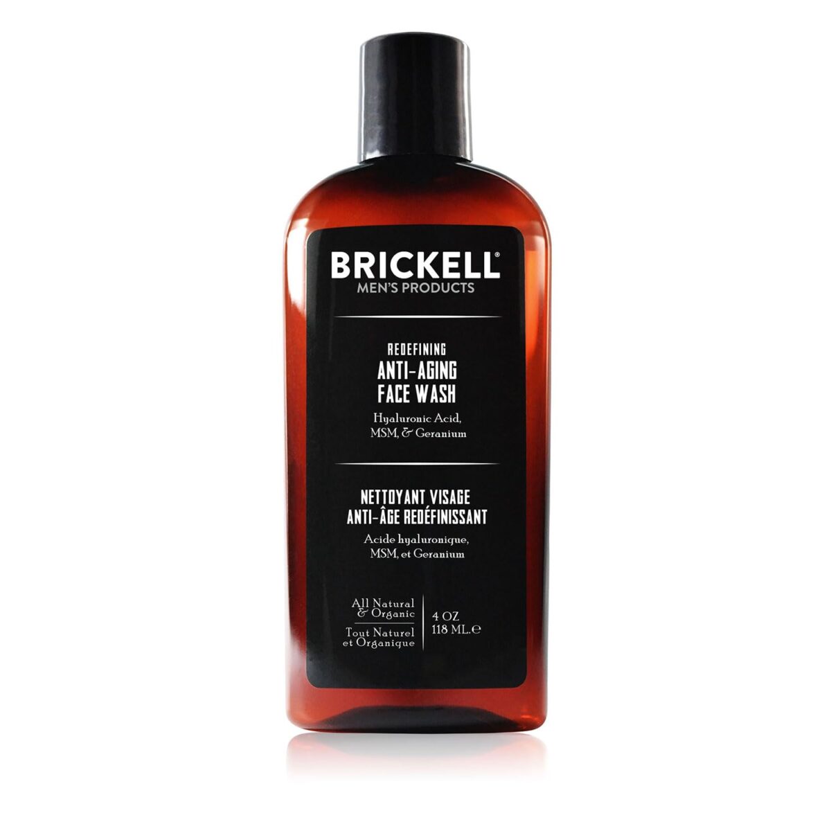Brickell Men’s Redefining Anti-Aging Face Wash For Men, Natural and Organic, Foaming Gel Face Wash Firms & Plumps Skin to Reduce Signs of Aging (Scented, 4 oz)
