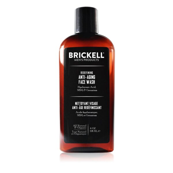 Brickell Men’s Redefining Anti-Aging Face Wash For Men, Natural and Organic, Foaming Gel Face Wash Firms & Plumps Skin to Reduce Signs of Aging (Scented, 4 oz)