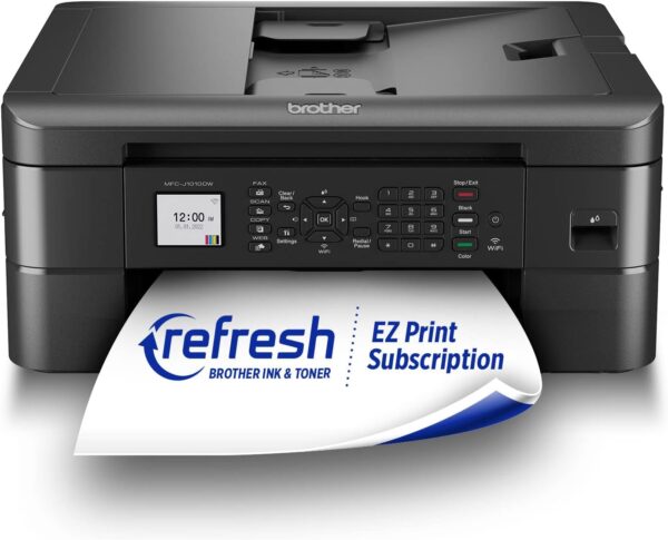 Brother MFC-J1010DW Wireless Color Inkjet All-in-One Printer with Mobile Device and Duplex Printing, Refresh Subscription and Works with Alexa