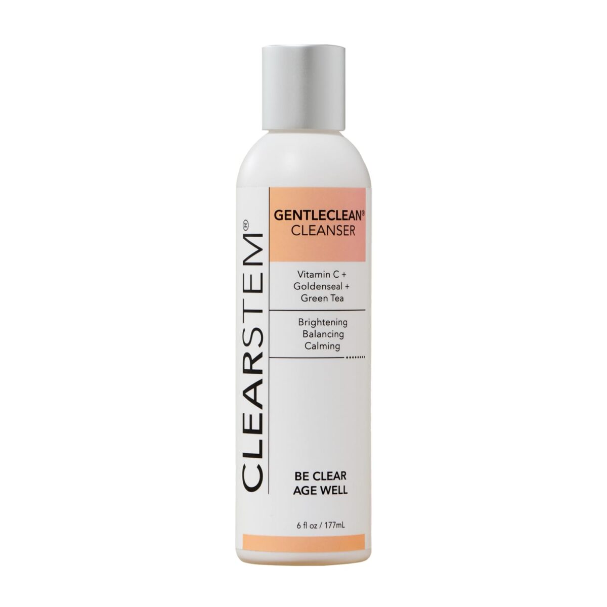CLEARSTEM – GENTLECLEAN Vitamin C Infused Calming Wash – Facial Cleanser, Makeup Remover – Goldenseal + Green Tea – Facial Skin Care Products – Vegan, Gluten Free, Cruelty Free – 6 fl oz / 207ml