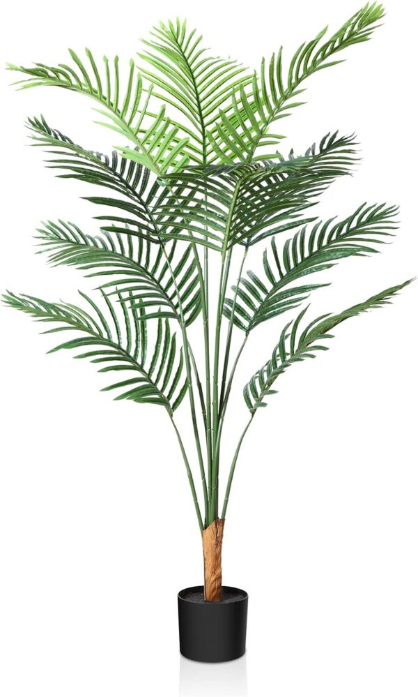 CROSOFMI Artificial Areca Palm Tree 4.5Ft Fake Tropical Palm Plant,Perfect Faux Dypsis Lutescens Plants in Pot for Indoor Outdoor Home Office Garden Modern Decoration Housewarming Gift
