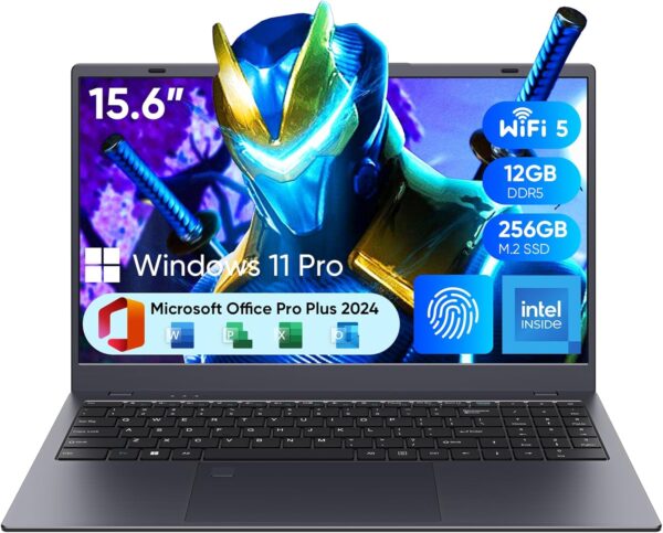 Coolby 15.6inch Windows 11 Laptop, 12GB RAM/256GB SSD, 1920×1080 IPS Display, Intel N95(Beats N5095) Quad Core Laptop Computer, Support Fingerprint, WiFi 5, BT