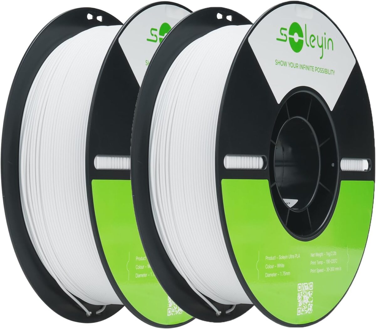Cregrant3D Soleyin Filament 1.75mm Ultra PLA Filament for 3D Printing High Speed 30-300mm/s Accuracy +/- 0.02mm, 1kg Spool (2.2lbs), Fit Most FDM 3D Printer, Soleyin by Creality Filament, PLA White*2