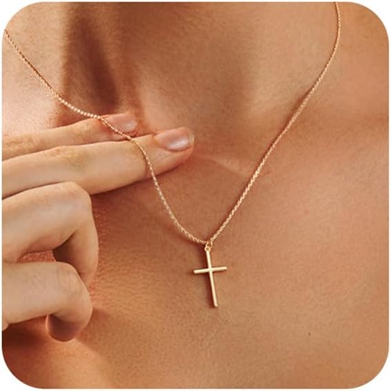 Cross Necklace for Women – 18K Gold Plated Cross Pendant Necklace Dainty Simple Gold Cross Necklace Tiny Gold Cross Necklaces for Women Trendy Gold Jewelry for Women Gift