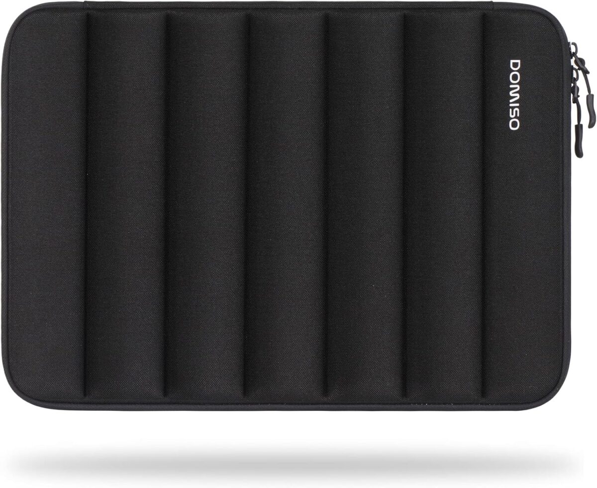 DOMISO 15.6 inch Laptop Sleeve Bag Shockproof Protective Carrying Case Water-Resistant Vertical Stripe Pattern Handbag with Handle Compatible with MacBook/HP/Dell,Black