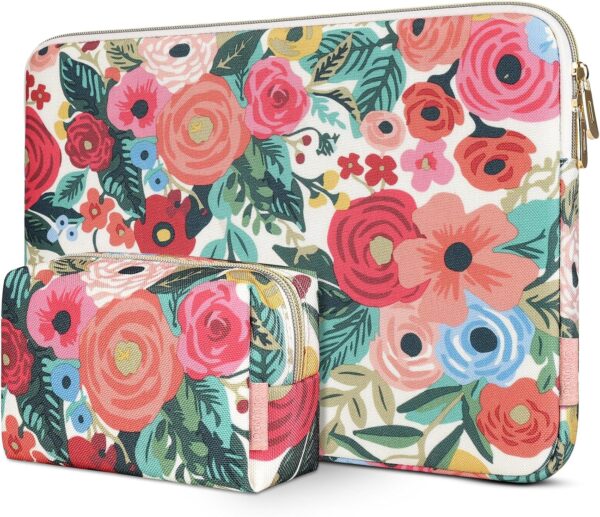 DOMISO 17.3 inch Laptop Sleeve Case Water-Resistant Computer Cover Bag with Small Pocket for HP, Dell Notebook,Rose
