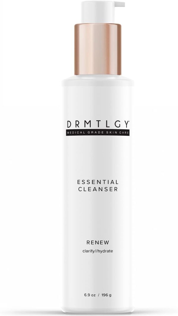DRMTLGY Essential Facial Cleanser – Gentle Face Cleanser and Face Wash for Women and Men with Anti-Aging Peptides & Hyaluronic Acid. 6.9 fl oz