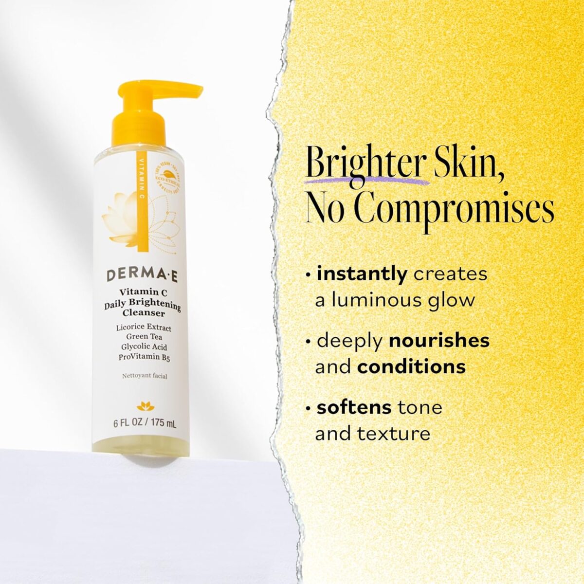 Derma E Vitamin C Cleanser Daily Brightening Hydrating Face Wash to Even Out Skin Tone – Moisturizing Face Cleanser for a Radiant Glow 6 fl oz Derma E Vitamin C Cleanser - Daily Brightening & Hydrating Face Wash to Even Out Skin Tone – Moisturizing Face Cleanser for a Radiant Glow, 6 fl oz