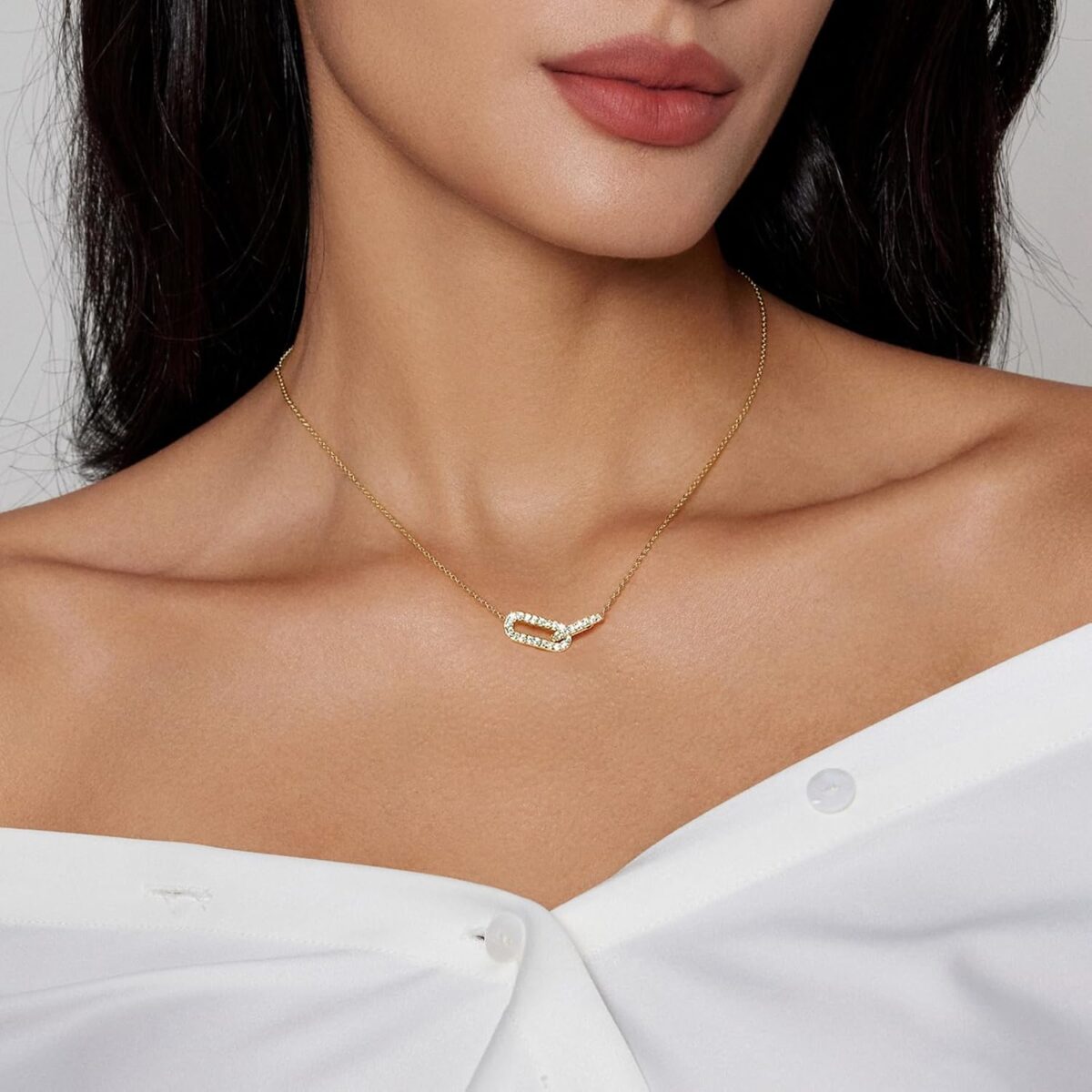 Diamond Pendant Necklace for Women Dainty Gold Necklace 18k Gold Plated Paperclip Choker Necklaces Cute Open Oval Necklaces Simple Gold Necklace Jewelry Gifts for Women Trendy Diamond Pendant Necklace for Women, Dainty Gold Necklace 18k Gold Plated Paperclip Choker Necklaces Cute Open Oval Necklaces Simple Gold Necklace Jewelry Gifts for Women Trendy
