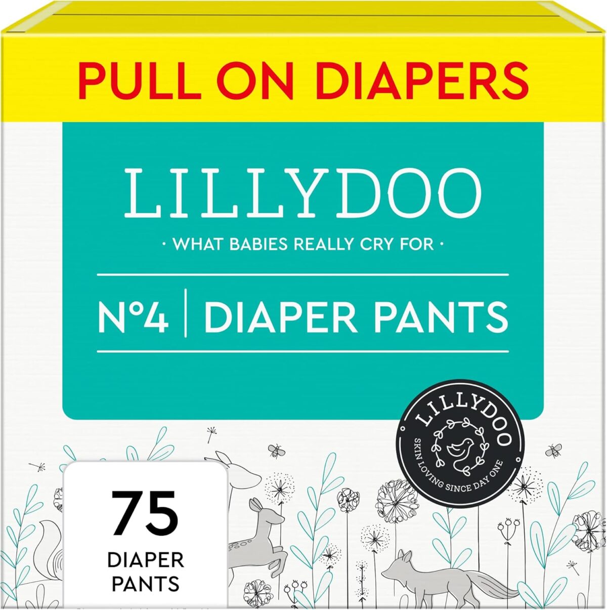 Diaper Pants Toddlers – Size 4 (20-32 lbs), Half-Monthly Supply (75 Count), Skin-Friendly, Ultrasoft, Chlorine-Free, Snug Fit & Absorbent Pull On Diapers