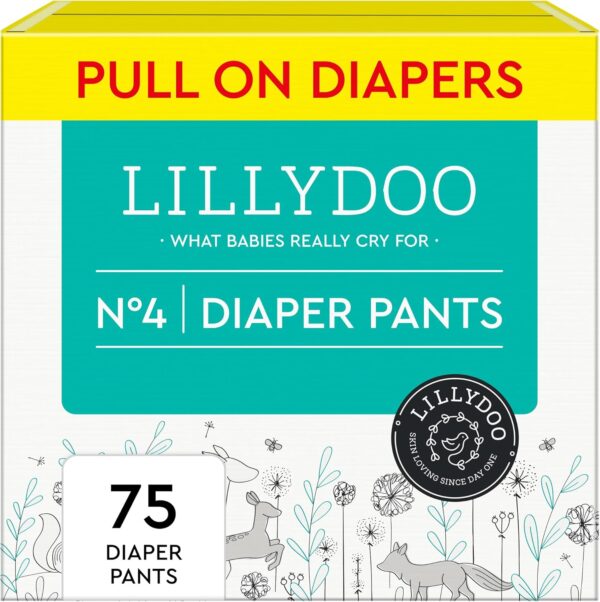 Diaper Pants Toddlers – Size 4 (20-32 lbs), Half-Monthly Supply (75 Count), Skin-Friendly, Ultrasoft, Chlorine-Free, Snug Fit & Absorbent Pull On Diapers