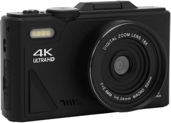 Digital Camera, 18X Zoom Anti Shake 64MP and UHD 4K Camera with 256GB Memory Card 3 Inch Screen for Boys Girls Kids (Black)