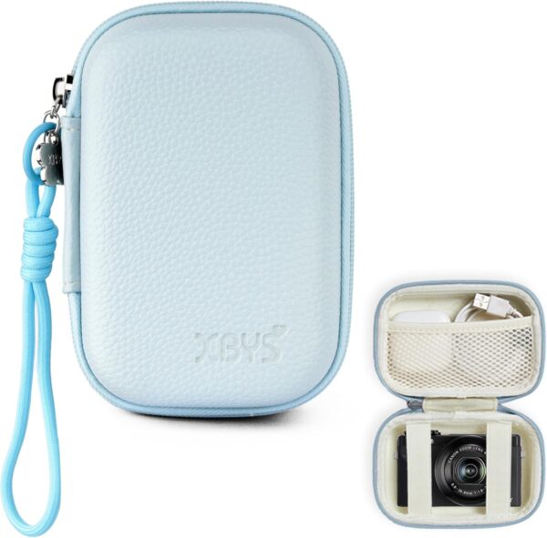 Digital Camera Case Compatible with Canon Powershot G7X Mark III/ SX740/ Sony ZV-1/RX100 VII/Panasonic ZS99/ Ricoh GR, Small Travel Compact Cameras Storage Holder with Lanyard (Blue)