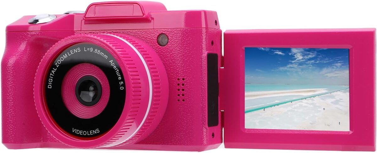 Digital Camera, FHD 16MP 1080P SLR Camera with 2.4in LCD Flip Screen, 16X Zoom, Anti Shaking, Portable Vlog Camera for School Traveling Growth Record