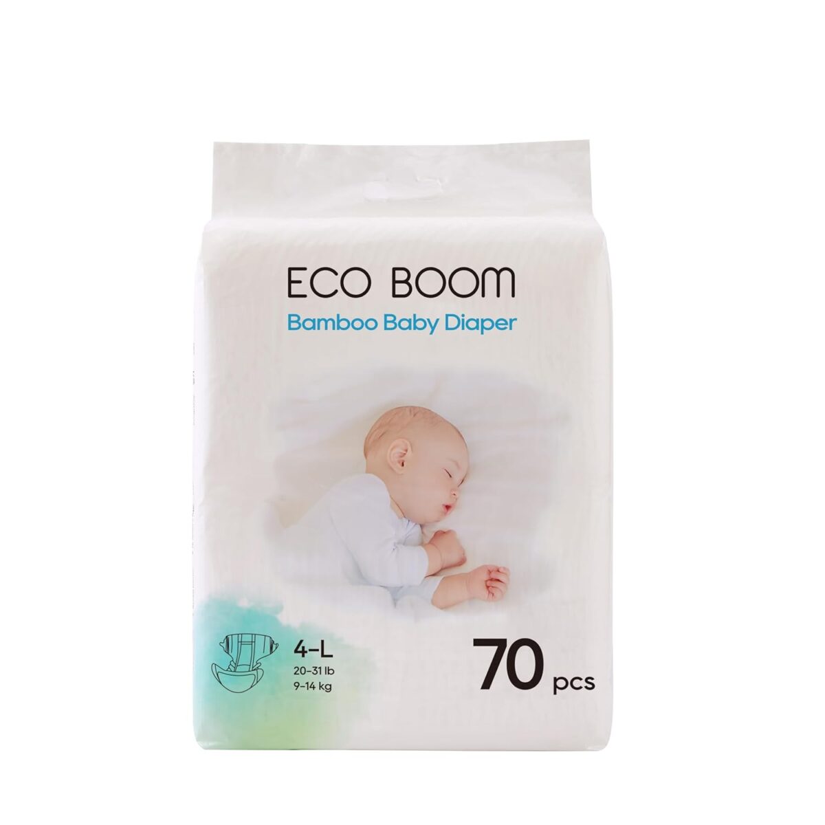 ECO BOOM Diapers, Viscose from Bamboo Diapers, Natural Soft Disposable Nappies for Infant, Size 4 Suitable for 20 to 31lb (Large – 70 Count)