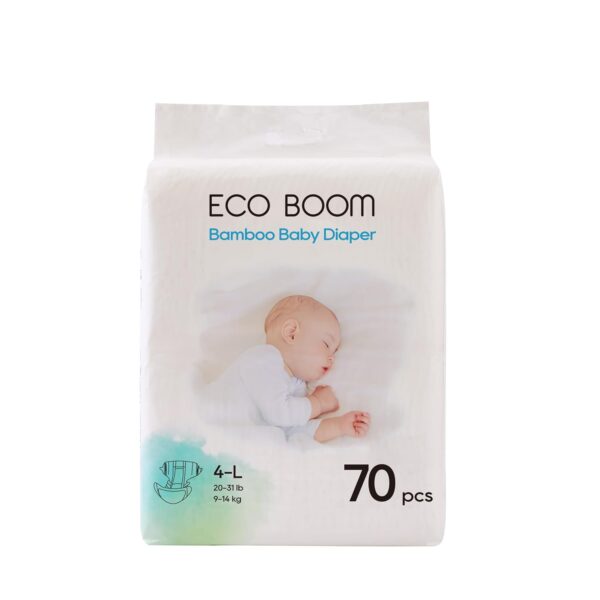 ECO BOOM Diapers, Viscose from Bamboo Diapers, Natural Soft Disposable Nappies for Infant, Size 4 Suitable for 20 to 31lb (Large – 70 Count)
