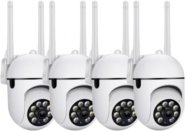 EVERSECU 1080P Outdoor WiFi PTZ Security Camera, 2.4G&5GWiFi, Auto Tracking, 2 Way Audio, Spot Night Vision, SD Card & Cloud Storage, Indoor/Outdoor CCTV Camera for Baby/Elderly (4pcs)