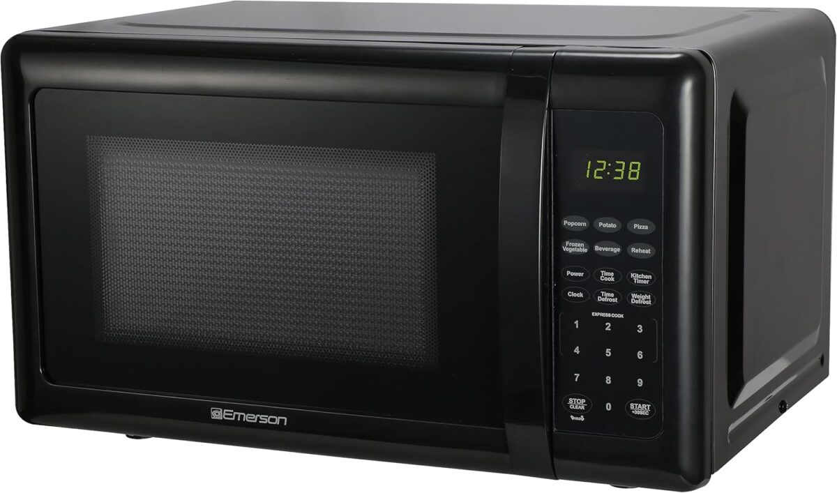 Emerson MW7302B Compact Countertop Microwave Oven with Touch Control LED Display 700W 10 Power Levels 6 Auto Menus Glass Turntable and Child Safe Lock 0.7 Cu. Ft. Black Emerson MW7302B Compact Countertop Microwave Oven with Touch Control, LED Display, 700W, 10 Power Levels, 6 Auto Menus, Glass Turntable and Child Safe Lock, 0.7 Cu., Ft. Black