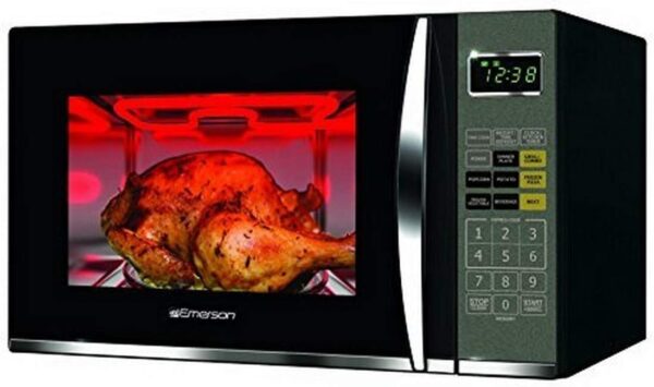 Emerson MWG9115SB 1.2 Cu. Ft. Microwave Oven with Griller, Timer & LED Display, 1100W, 11 Power Levels, 9 Pre-Programmed Settings, Removable Glass Turntable with Child Safe Lock, Stainless Steel