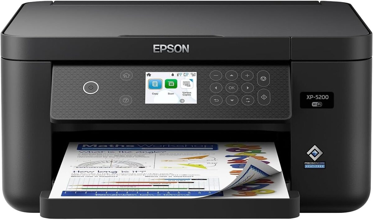 Epson Expression Home XP-5200 Wireless Color All-in-One Printer with Scan, Copy, Automatic 2-Sided Printing, Borderless Photos, 150-Sheet Paper Tray and 2.4″ Color Display,Black