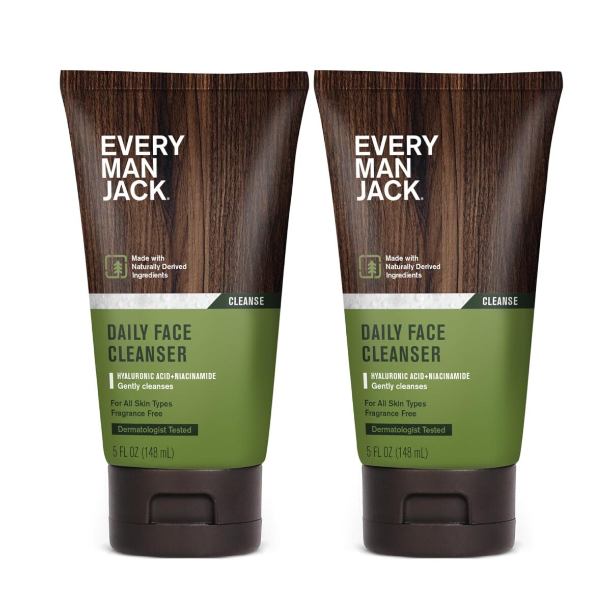 Every Man Jack Daily Face Wash for Men – Gently Cleanse, Moisturize, and Revive Dry, Tired Skin with Hyaluronic Acid and Niacinamide – 5 oz Men’s Face Wash (2 Pack)