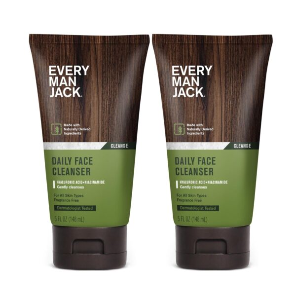 Every Man Jack Daily Face Wash for Men – Gently Cleanse, Moisturize, and Revive Dry, Tired Skin with Hyaluronic Acid and Niacinamide – 5 oz Men’s Face Wash (2 Pack)