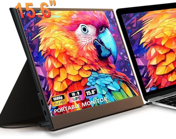 FHH Portable Monitor for Laptop, 15.6” FHD 1080P HDMI USB C- Plug & Play Cover Speaker Laptop Monitor Extender for Wins,Mac,Phone,Switch,PS4/5