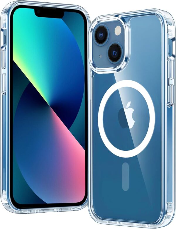 FNTCASE for iPhone 13 Mini Case: iPhone 12 Mini Magnetic Slim Clear Case | Military Grade Protective & Shockproof Drop Protection Anti-Yellowing Transparent Thin Cell Phone Cover(Clear)