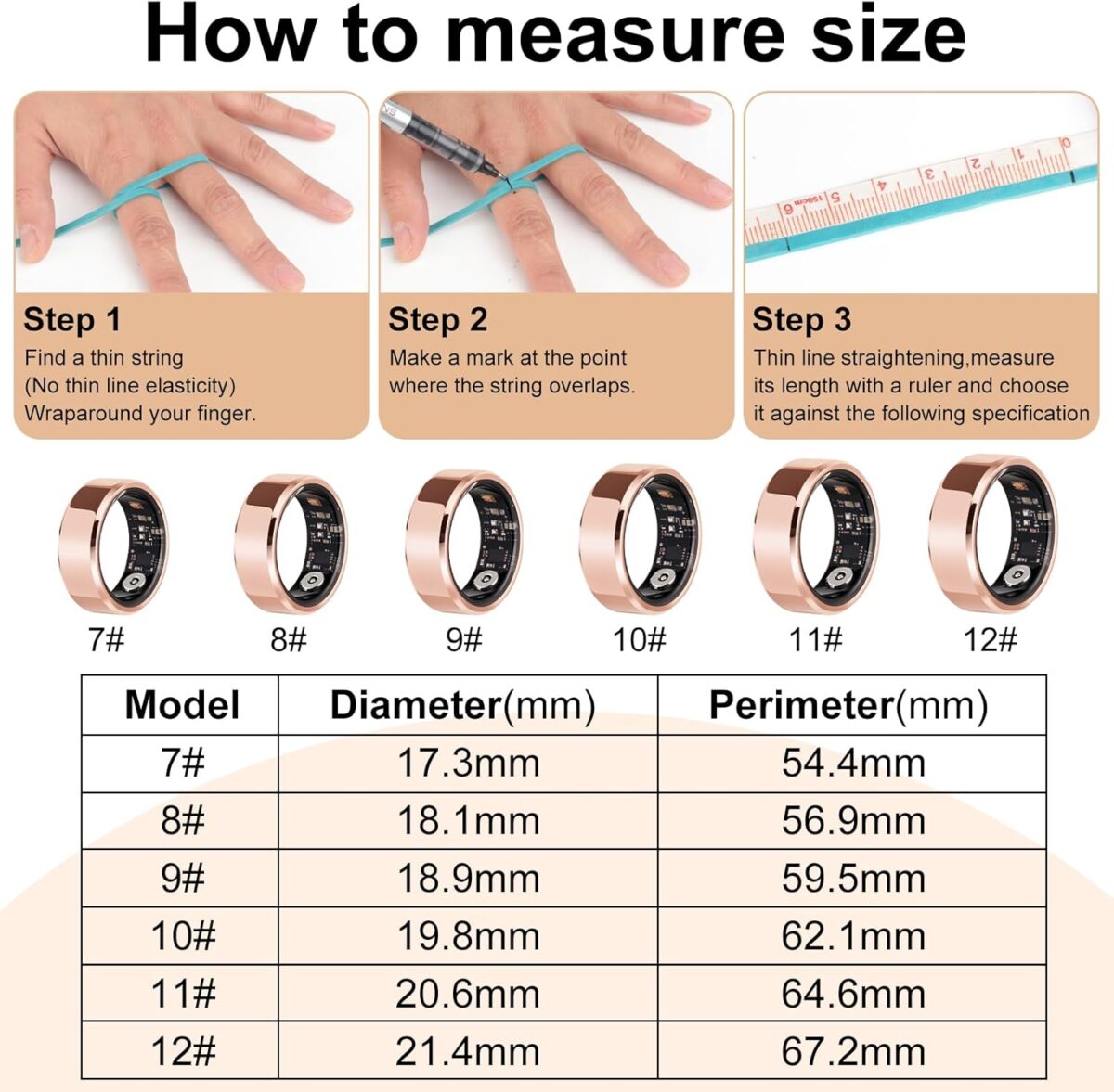 Fitness Tracker Smart Ring for Women MenStep CounterHeart Rate Blood Oxygen Sleep Tracker Health Ring No App Subscription Smart Rings Compatible with Smart Phone Rose Gold 11 Fitness Tracker Smart Ring for Women & Men,Step Counter,Heart Rate Blood Oxygen Sleep Tracker Health Ring, No App Subscription Smart Rings Compatible with Smart Phone (Rose Gold, 11)