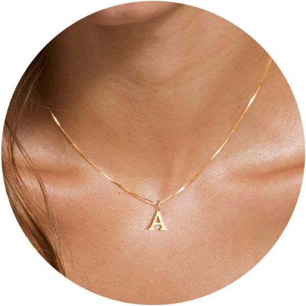 Foxgirl Gold Initial Necklaces for Women, Dainty Gold Letter Necklace Tiny A-Z Pendant Choker Necklace Trendy Cute Personalized Monogram Name Necklace Gold Jewelry Necklace for Women Gift