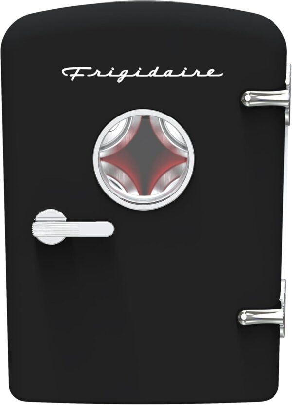 Frigidaire Retro Mini Personal Fridge Cooler, Holds up to 9 Cans, Portable & Compact, AC Plug & 12V Car Charger – Black