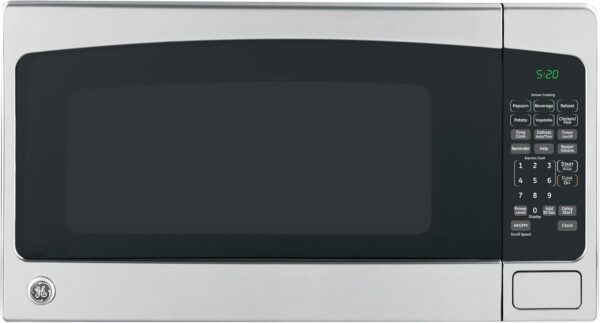 GE Countertop Microwave Oven, 1,200-watt Capacity, 2.0 Cubic Ft., 8 Auto Setting Cooking Settings, Child-Lock Technology, Kitchen Essentials for the Countertop, Dorm Room or Apartment, Satinless Steel