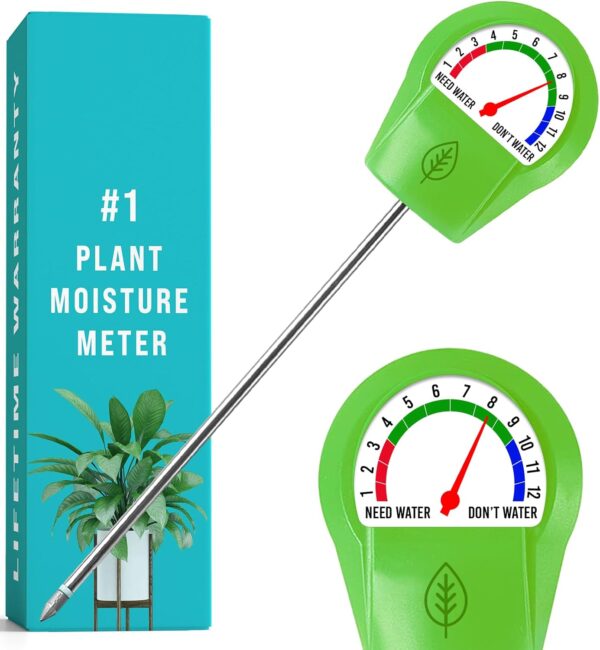 GROWIT Plant Moisture Meter Houseplants – Accurate Plant Water Meter for Indoor Plants Soil Moisture Meter Stocking Stuffers Gift for Mom Dad Adults – No Battery Needed