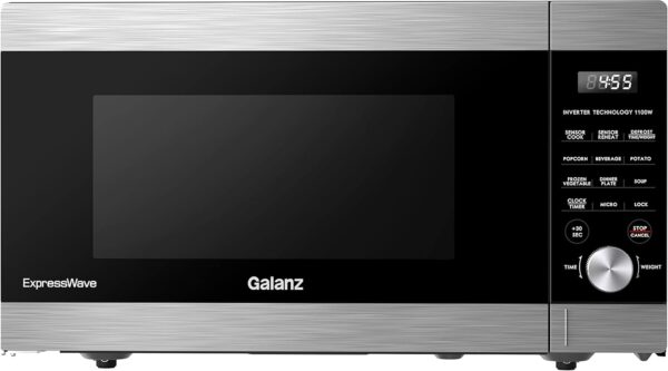 Galanz Microwave Oven ExpressWave with Patented Inverter Technology, Sensor Reheat, 10 Variable Power Levels, Express Cooking Knob, 1100W 1.6 Cu Ft Stainless Steel GEWWD16S1SV11