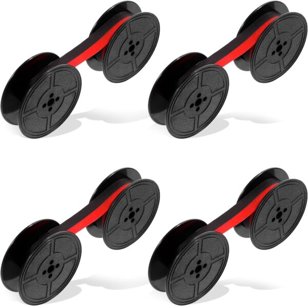 Giantree 4 Pcs Universal Typewriter Ribbon Twin Spool Replacement, Typewriter Ink Ribbon for Most Typewriters(Black Red)