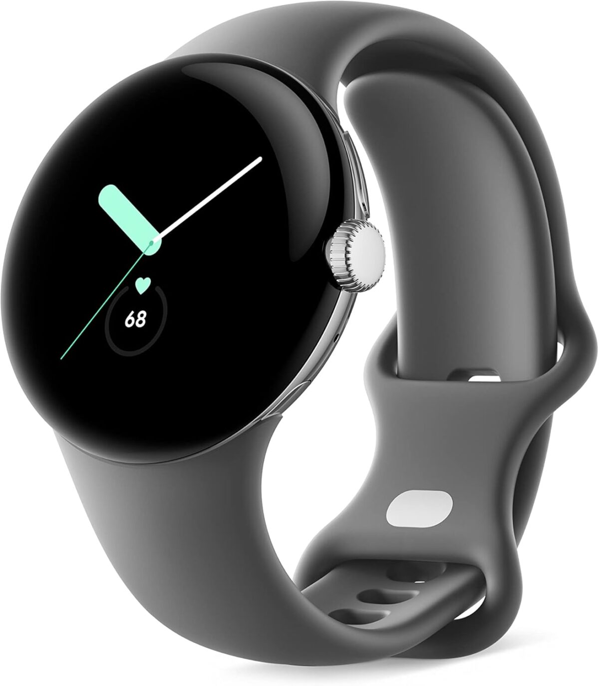Google Pixel – Android Smartwatch with Fitbit Activity Tracking – Heart Rate Tracking Watch – Polished Silver Stainless Steel case with Charcoal Active band – LTE