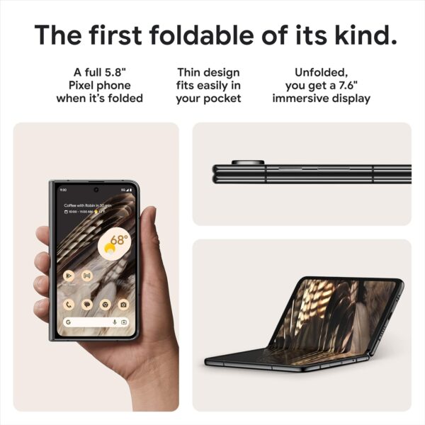 Google Pixel Fold – Unlocked Android 5G Smartphone with Telephoto Lens and Ultrawide Lens – Foldable Display – 24-Hour Battery – Obsidian – 512 GB