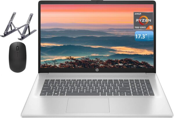 HP 17 Laptop, 17.3″ FHD Display, 32GB RAM, 1TB SSD, AMD Ryzen 5 Processor(Beats i7-1165G7, Up to 4.3GHz), Webcam, Numeric Keypad, Long Battery Life, Windows 11 Home, Alpacatec Accessories, Silver