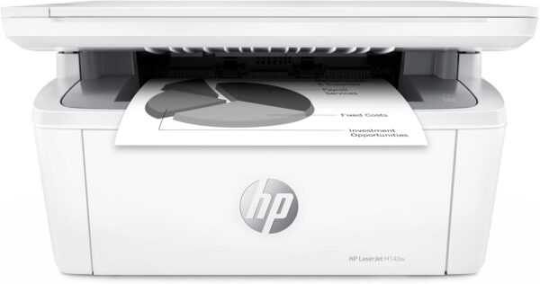 HP Laserjet MFP M140w Wireless Monochrome All-in-One Printer, Copier, Scanner, Phone, Tablet, for Home, Office Use, Easy Setup, Auto-On/Off Technology Compact White 7MD72F (Renewed)