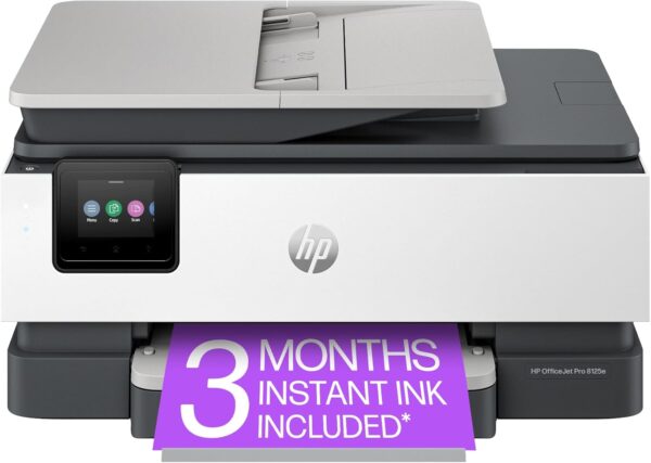 HP OfficeJet Pro 8125e Wireless All-in-One Color Inkjet Printer, Print, scan, Copy, ADF, Duplex Printing Best for Home Office, 3 Months of Instant Ink Included (405T6A)