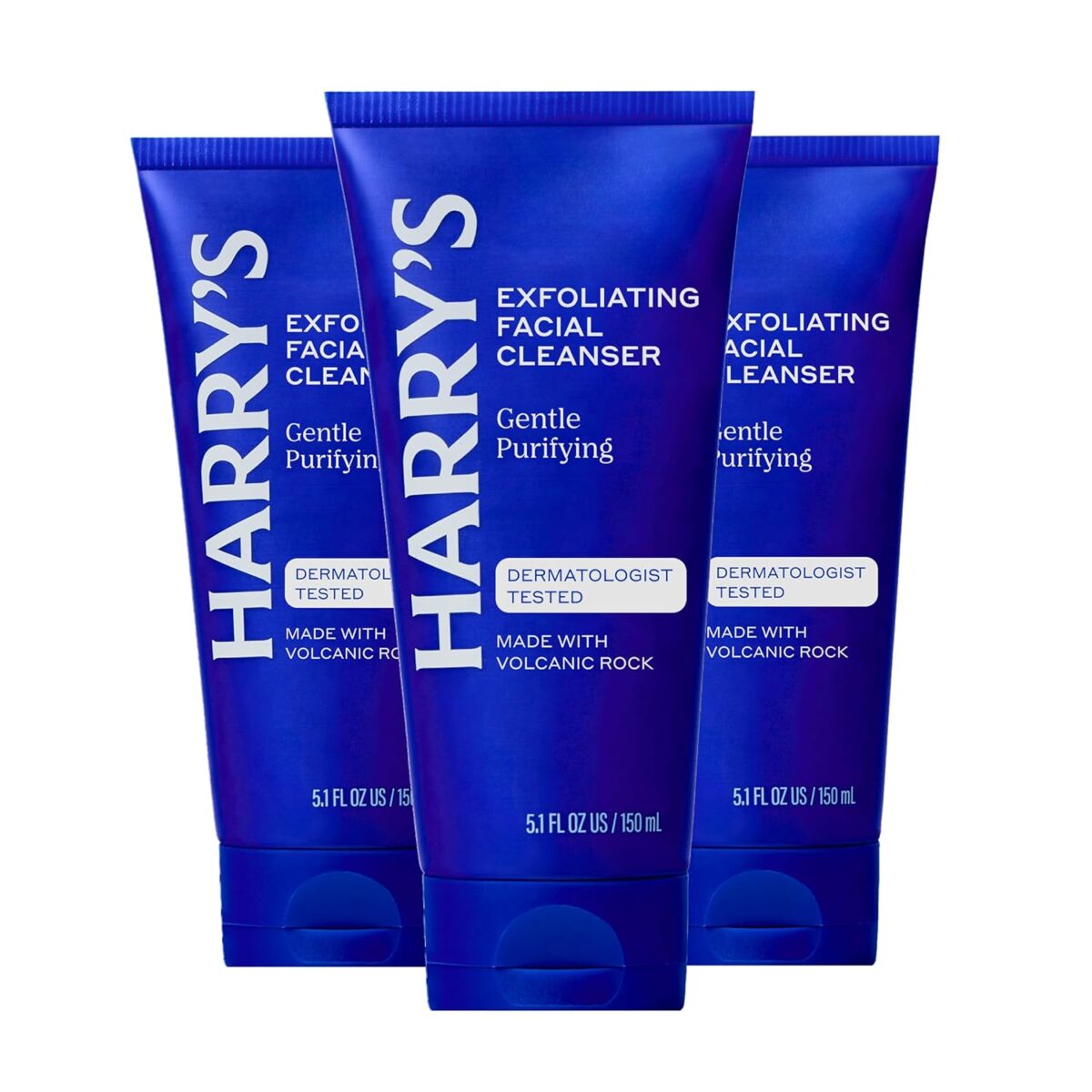 Harry’s Exfoliating Face Wash for Men, Gentle Facial Skin Care Products with Volcanic Rock Exfoliant, Dermatologist Tested, 5.1 Fl. Oz, 3 Pack