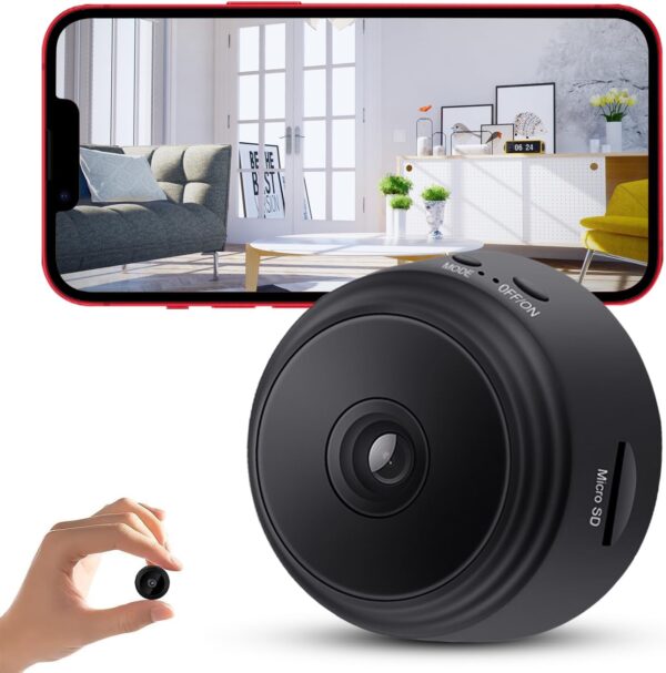Hidden Camera, 1080P HD WiFi Camera – Mini Nanny Cam with Night Vision & Motion Detection – Indoor/Outdoor Wireless Security Camera for Home, Car, Baby & Pet Monitoring(Black)