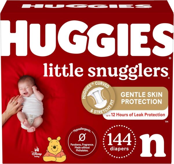 Huggies Little Snugglers Newborn Diapers, Size Newborn (up to 10 lbs), 144 Count