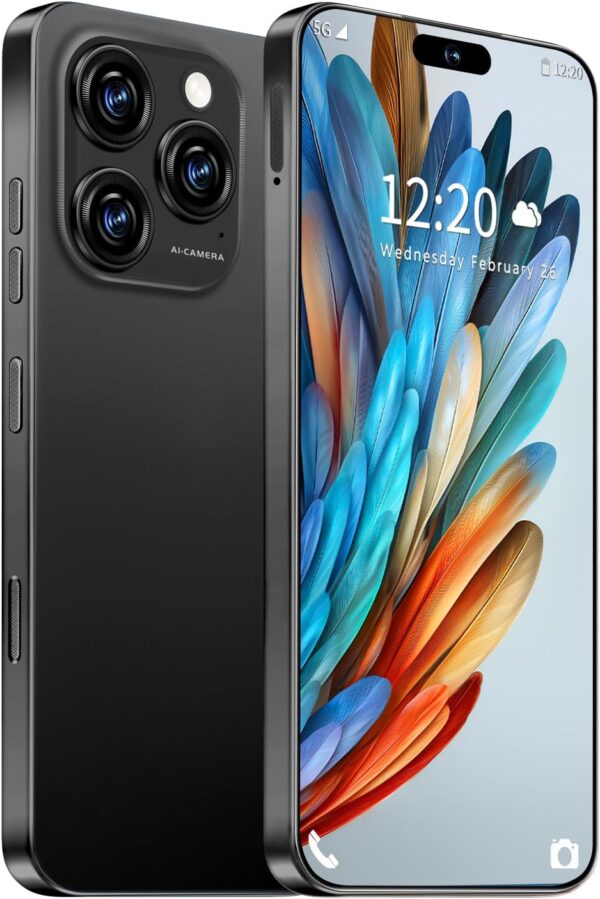 Huness 16PROMA X Smartphone Unlocked Cell Phone,6.99″ HD Screen Unlocked Phone,8+256GB Android 13 with 128GB Memory Card,Face ID/Dual SIM/5G/Fingerprint Button Unlock/Photos/GPS (Black)